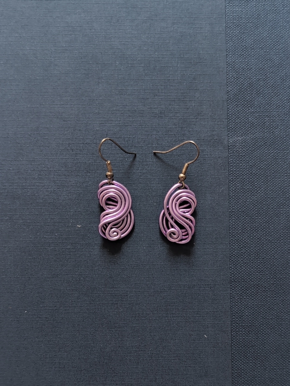 Handcrafted Lavender Wire Swirl Drop Earrings by